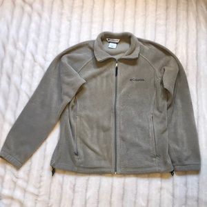 Columbia beige full zip fleece, size medium.